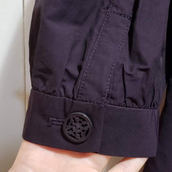 Anthropologie purple trench coat with decorative stitching and buttons - Picture 12 of 13